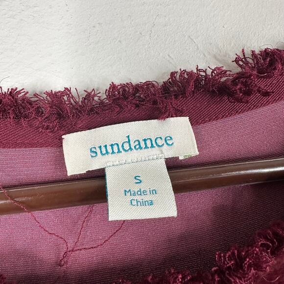 Sundance Maroon Lightweight Velvet Shift 3/4 Sleeve Dress - Picture 7 of 7